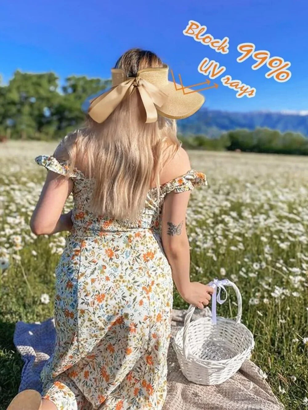 Stylish Women's Straw Sun Visor Hat - UPF Protection, Wide Brim, Perfect for